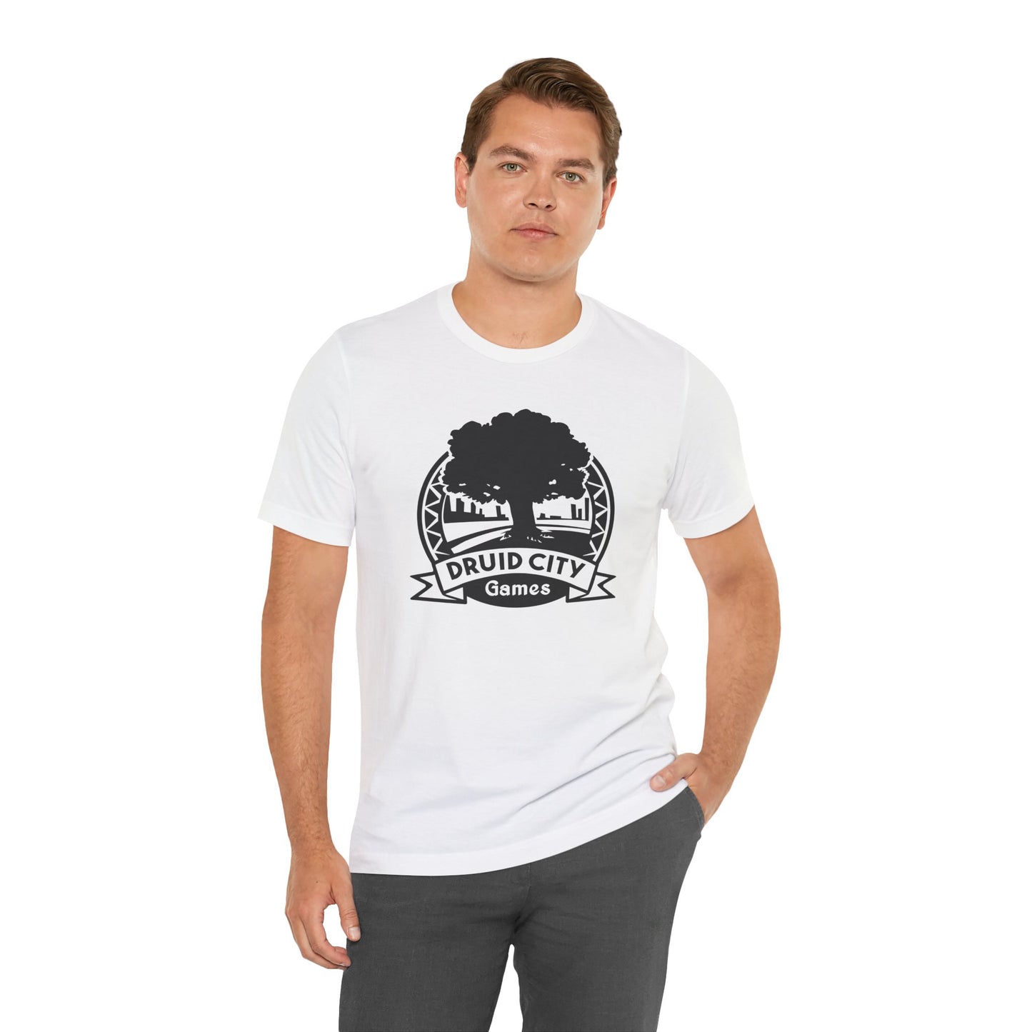 Druid City Games White Tshirt/Black logo